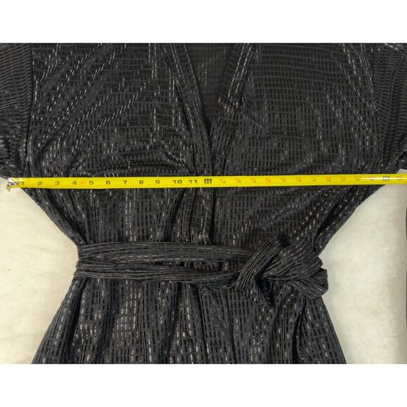 Vintage 90s Frederick’s of Hollywood Black Shimmer Lounge Set Robe Pants USA OS - Picture 6 of 12
